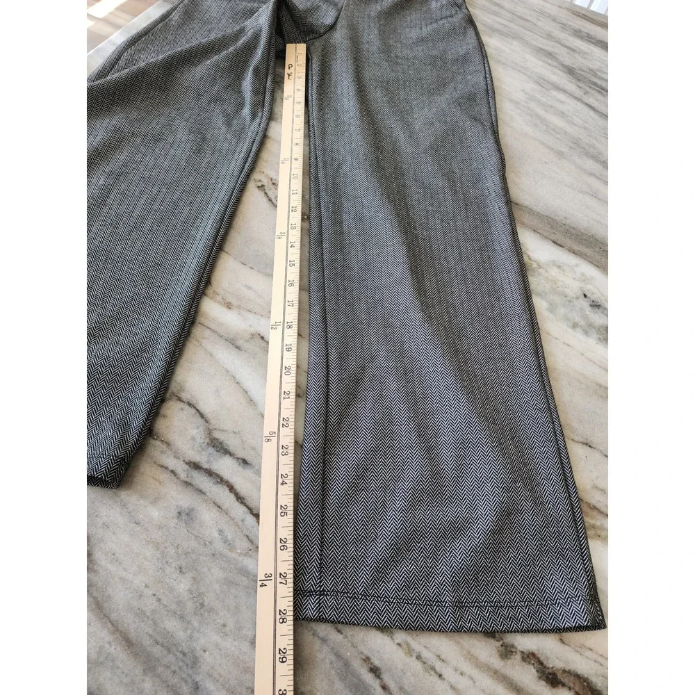 Max Studio Womens Small Gray Herringbone Wide Leg Elastic Waist Trousers